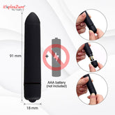 Size details of bullet vibrator - 91mm length, uses AAA battery